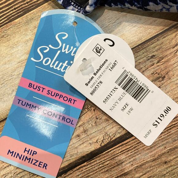 Swim Solutions Fauxkini One-Piece Swimsuit NWT - Picture 4 of 4